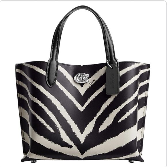 RETAIL Coach Zebra Print Willow Bucket Bag + Black Coach "Pillow" Wristlet - Picture 3 of 16